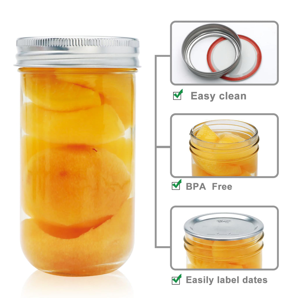 24 Pack 12 oz Mason Jars with Lids X17843