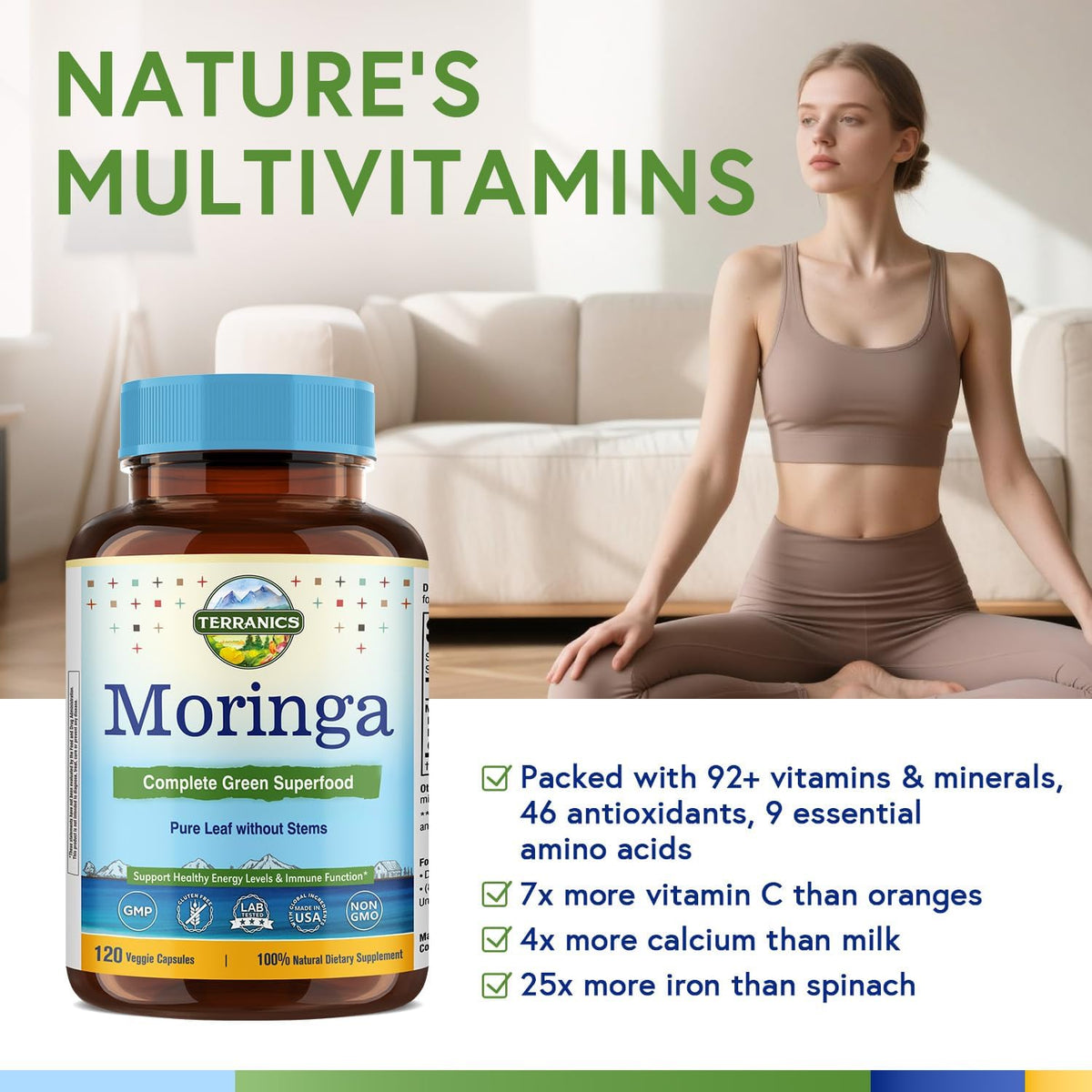 Moringa Oleifera Leaf Powder 120 Vegan Caps Z5965