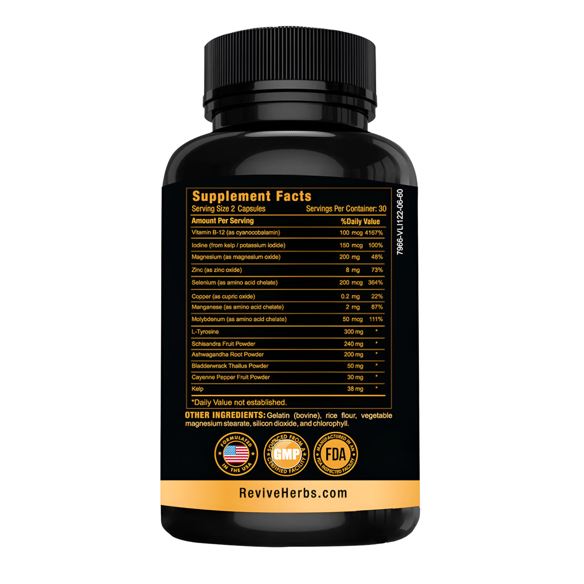 Ashwagandha Iodine Selenium Magnesium Zinc Vitamin B12 60 Capsules L4320