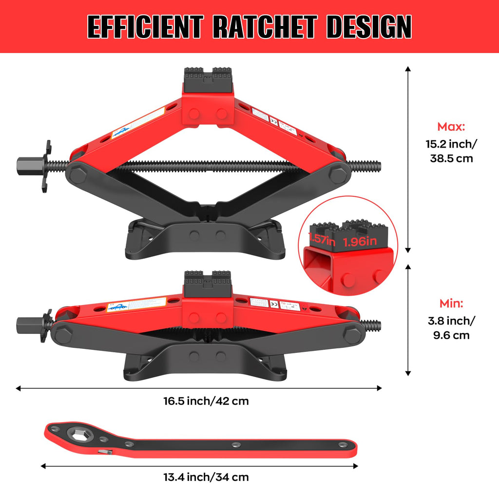 3 Ton Heavy Duty Scissor Jack Kit with Lug Wrench Q421