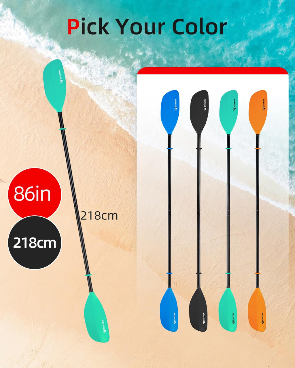 86in 2-Piece Aluminum Kayak Paddle O84569