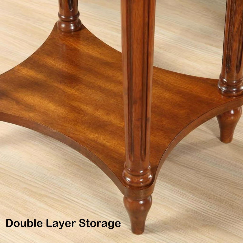 Oval Cherry Finish Wood End Table with Storage Shelf O584