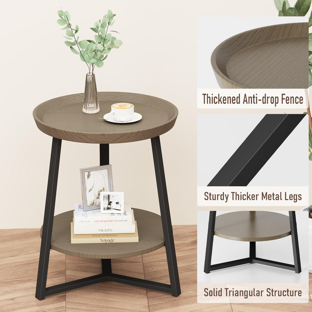 Round 2 Tier End Table with Storage Shelf Z42455