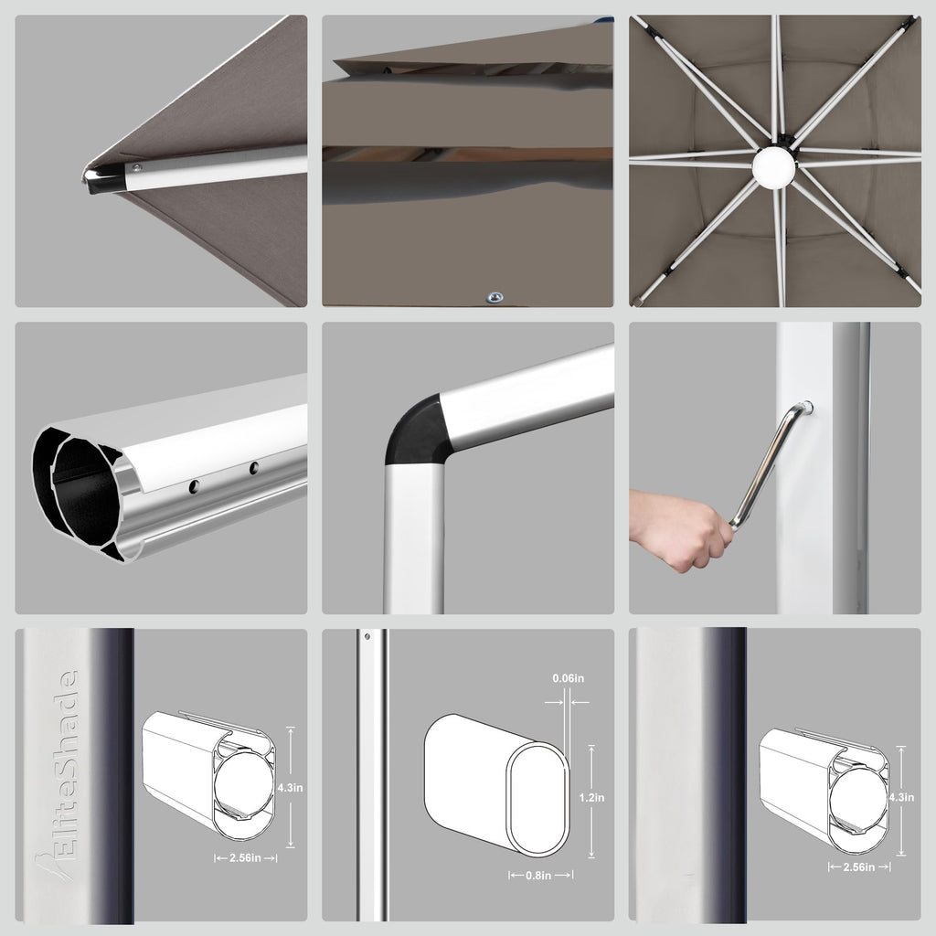 10x10FT Aluminum Cantilever Patio Umbrella with Light C92589