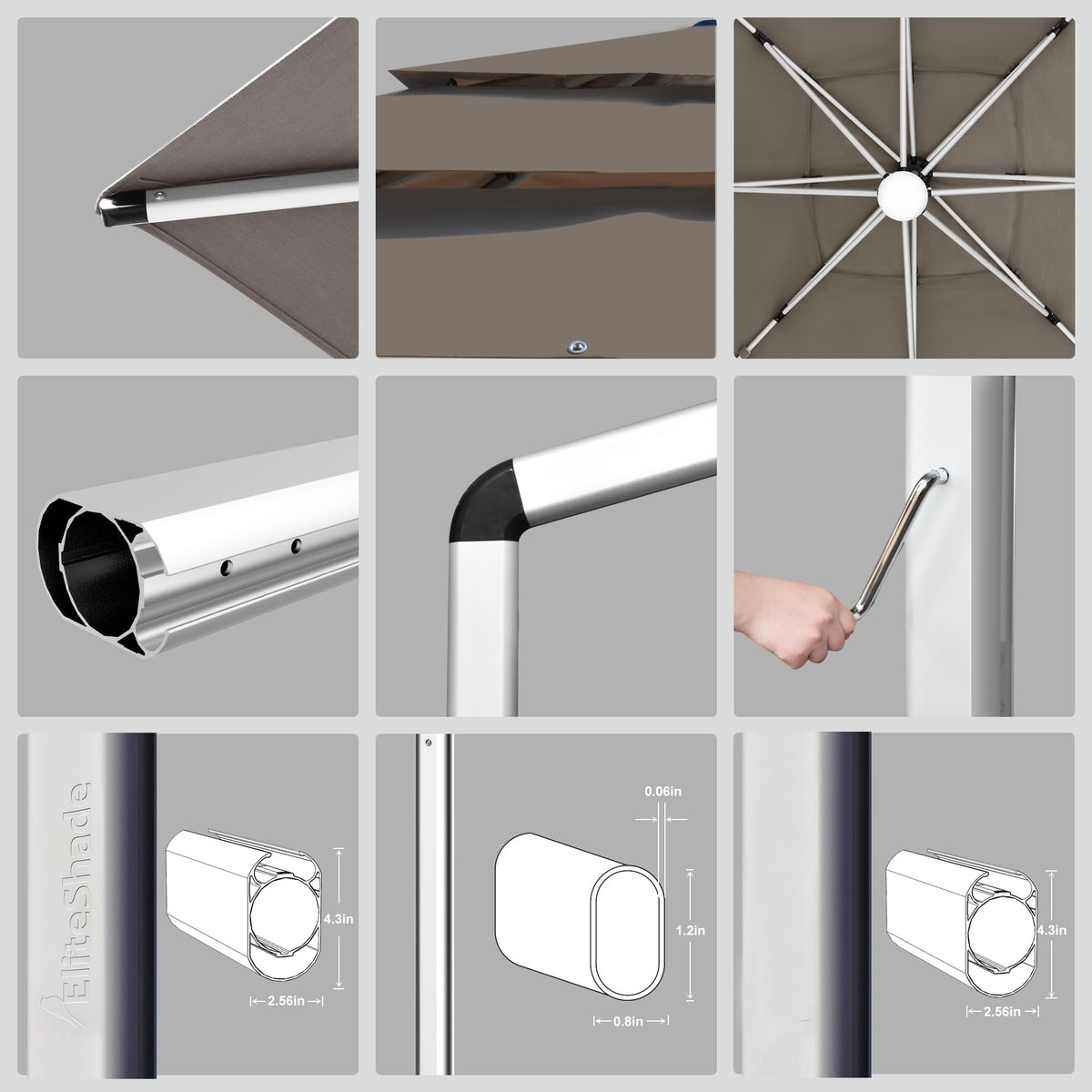 10x10FT Aluminum Cantilever Patio Umbrella with Light C92589