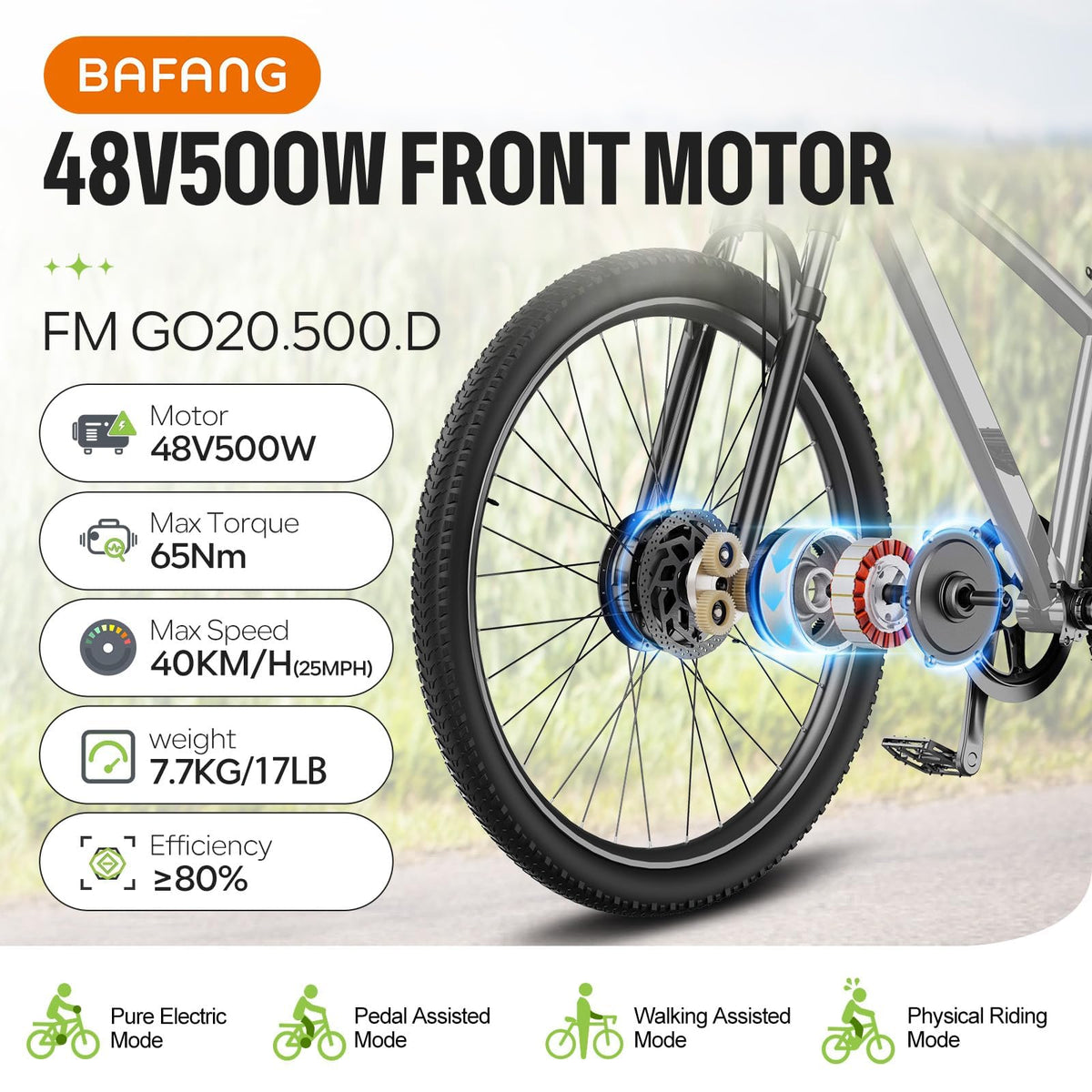 48V 500W Front Hub Motor Ebike Conversion Kit R429