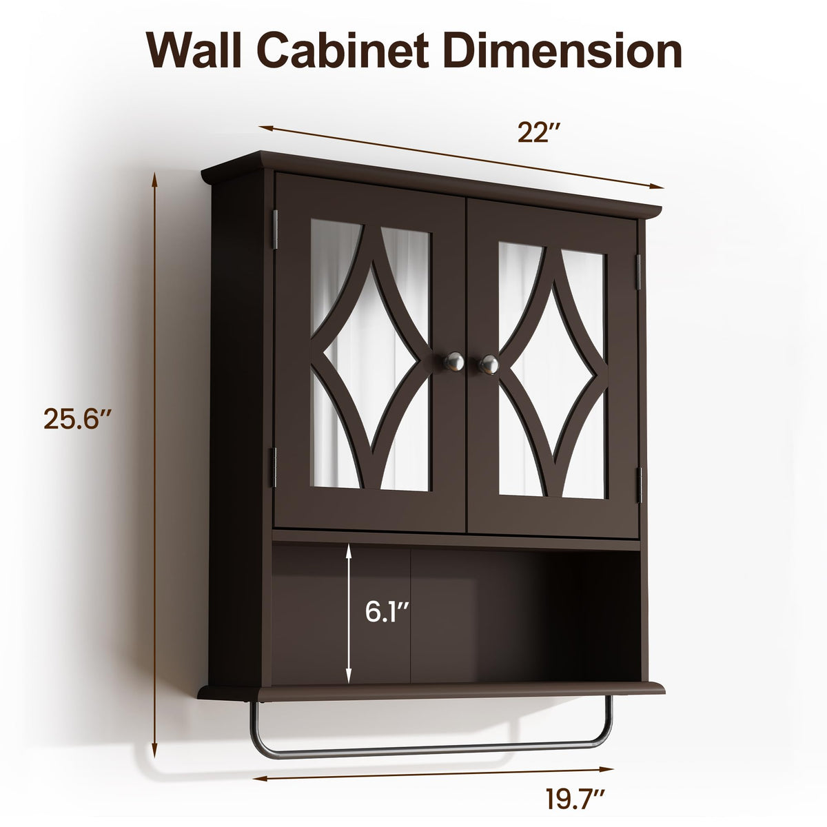 Wall Mounted Bathroom Medicine Cabinet with Towel Rack 22x25 inch D38693