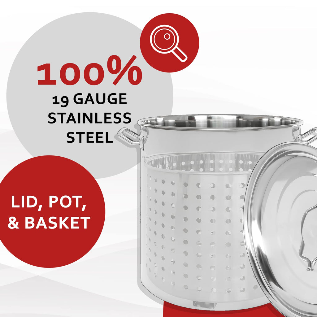 40 Quart Stainless Steel Stock Pot with Steamer Basket and Propane Stove U822735