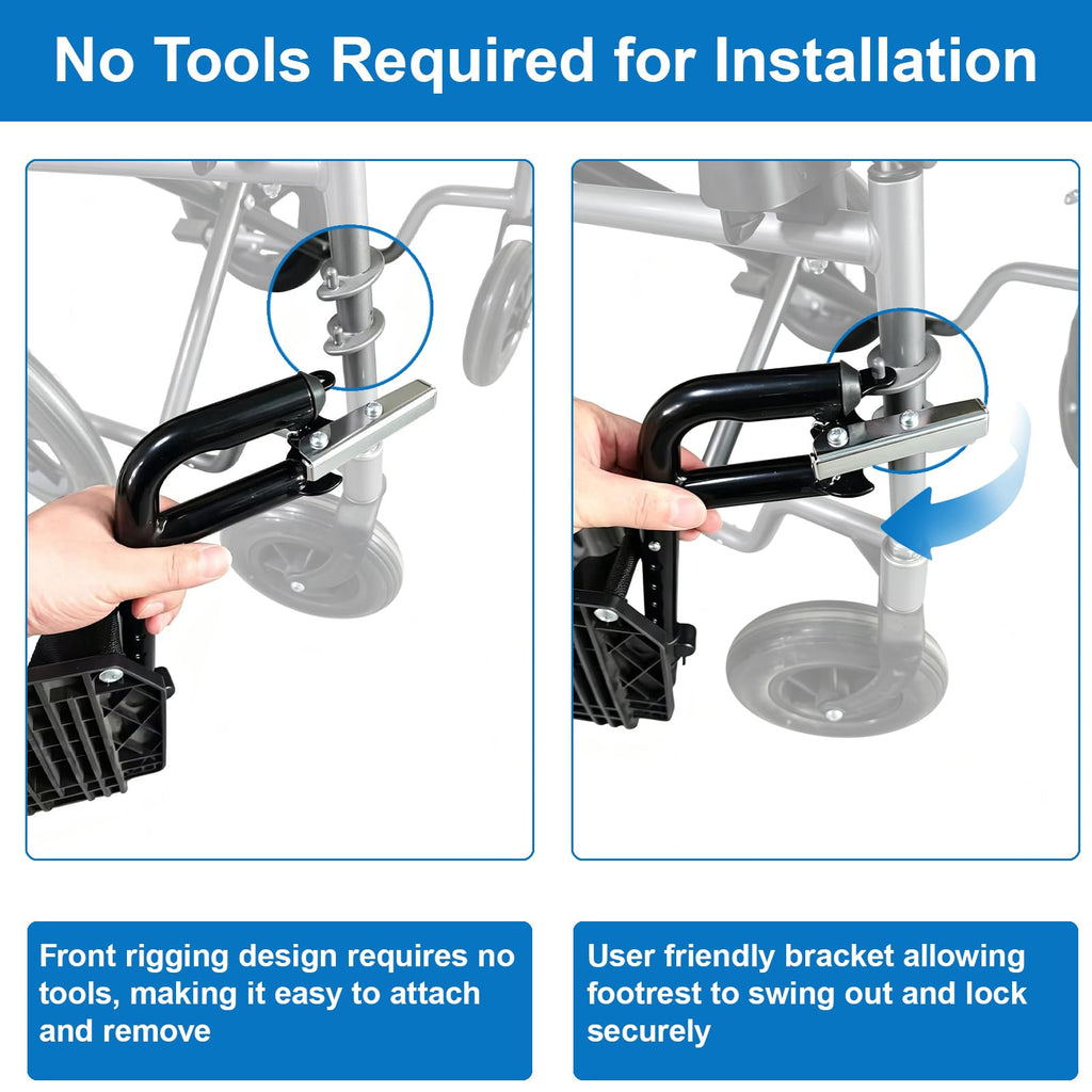 Black Wheelchair Footrest Replacement with Heel Loop G48055