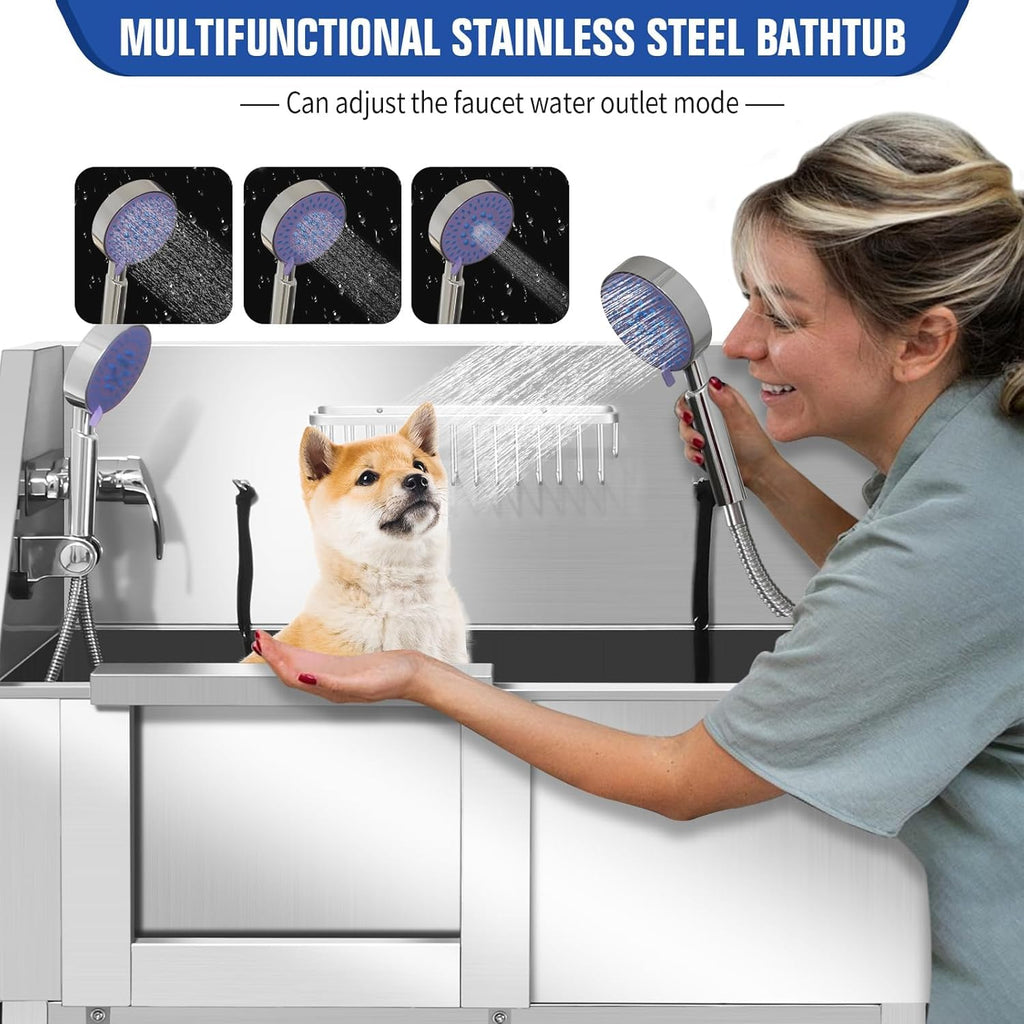 34" Stainless Steel Dog Grooming Tub with Stairs C9589