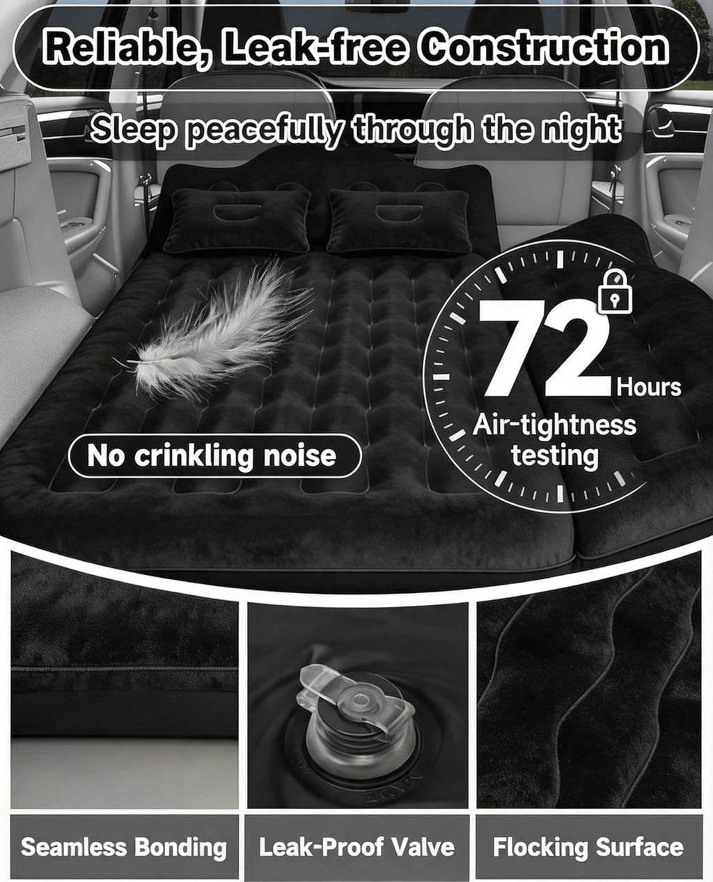 Inflatable Car Air Mattress with Pump & Pillows H21693