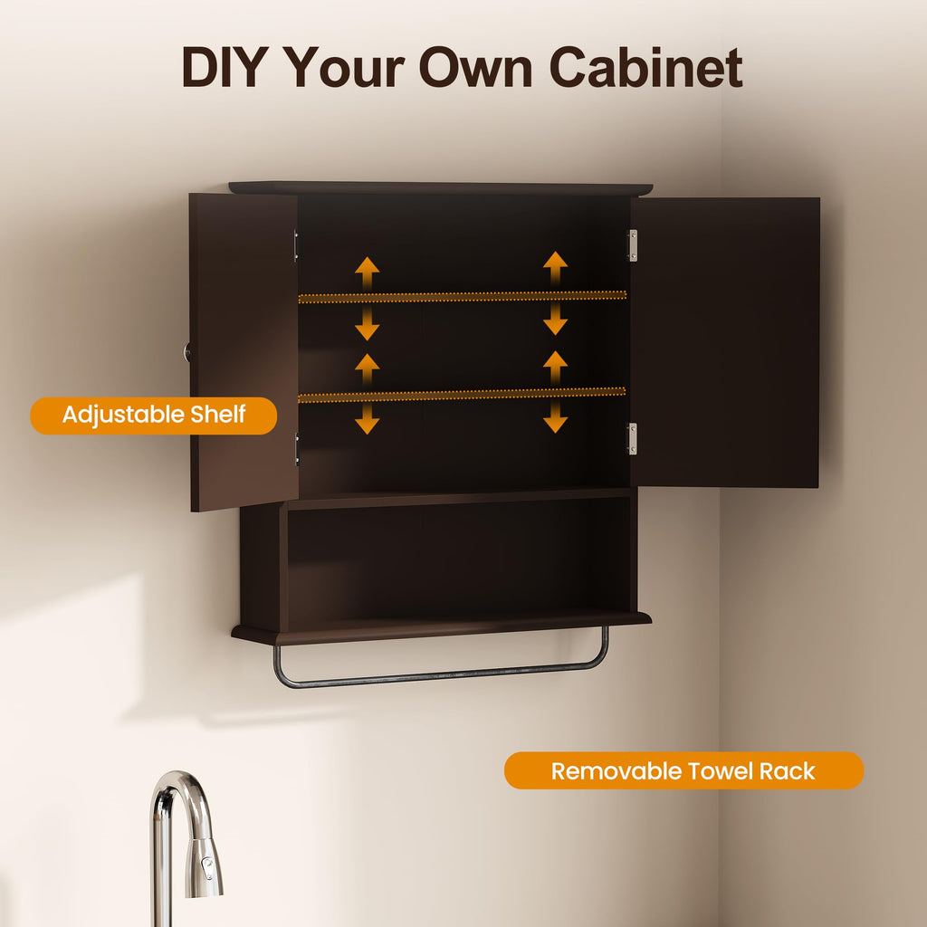 Wall Mounted Bathroom Medicine Cabinet with Towel Rack 22x25 inch D38693
