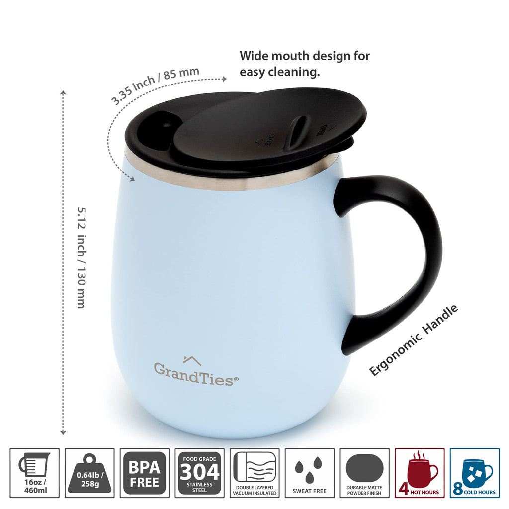 16 oz Insulated Stainless Steel Tumbler 2-Pack with Handle & Sliding Lid U87719