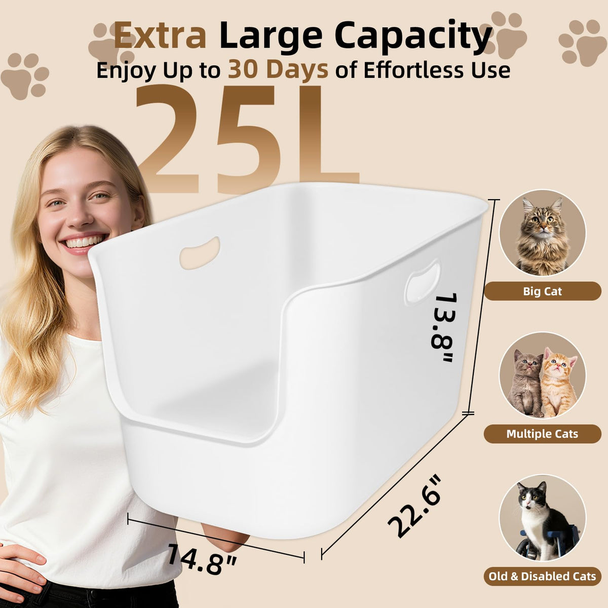 Extra Large High Sided Cat Litter Box I903