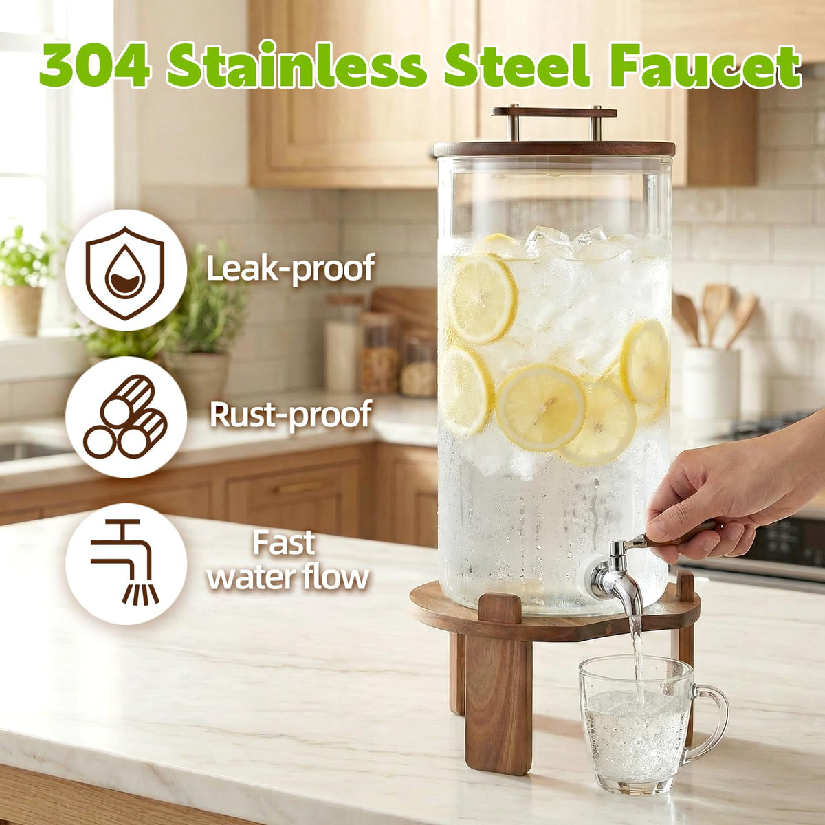 2.1 Gallon Glass Beverage Dispenser with Stand and Stainless Steel Spigot J7757