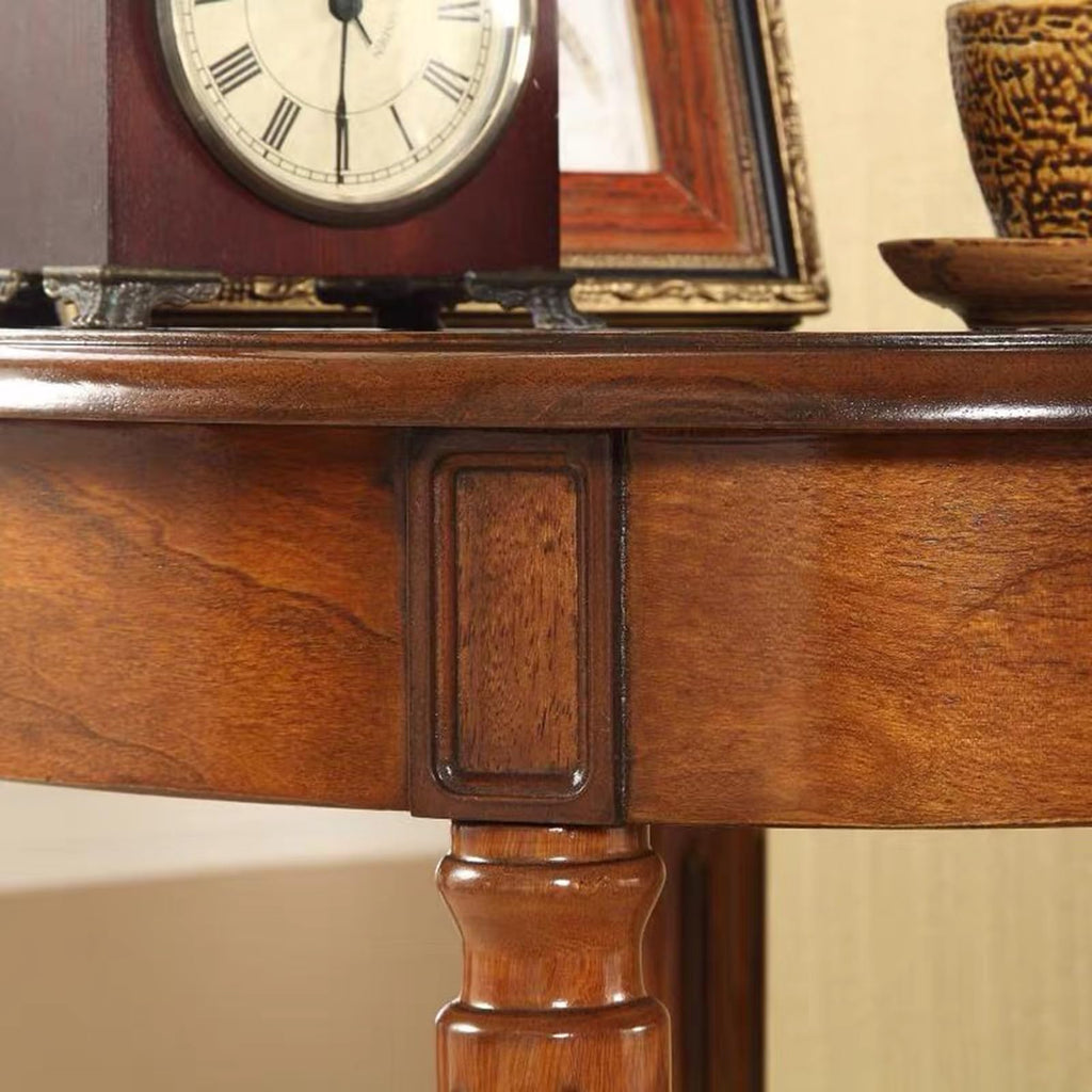 Oval Cherry Finish Wood End Table with Storage Shelf O584