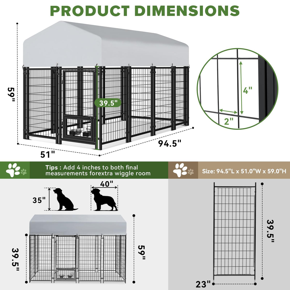 8x4x5FT Outdoor Dog Kennel R38056