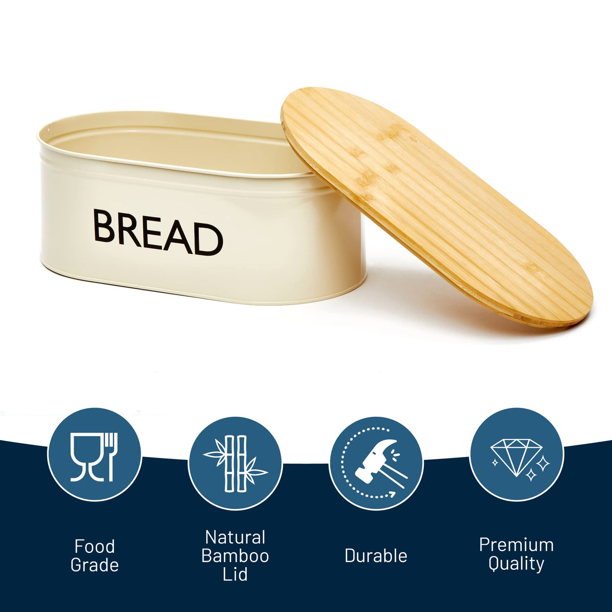 Metal Bread Box with Bamboo Lid R807199