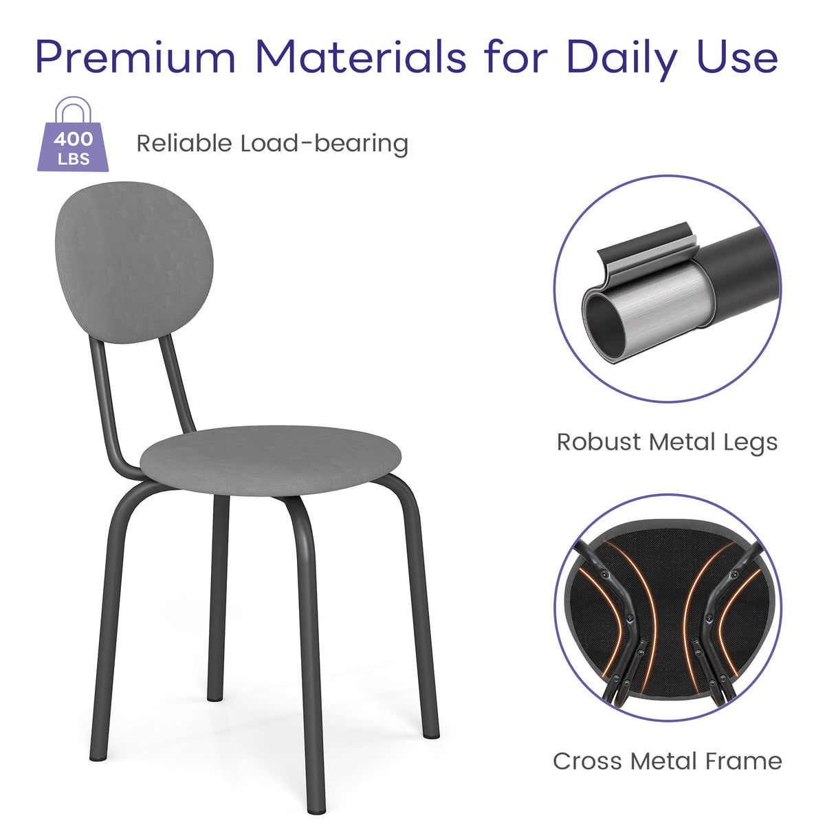 Stackable Dining Chairs Set of 4 Grey U84930