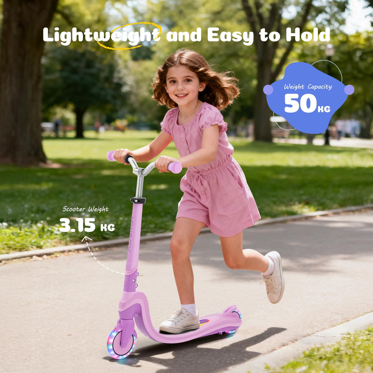 2 Wheel Kids Kick Scooter with Light-Up Wheels Y65717