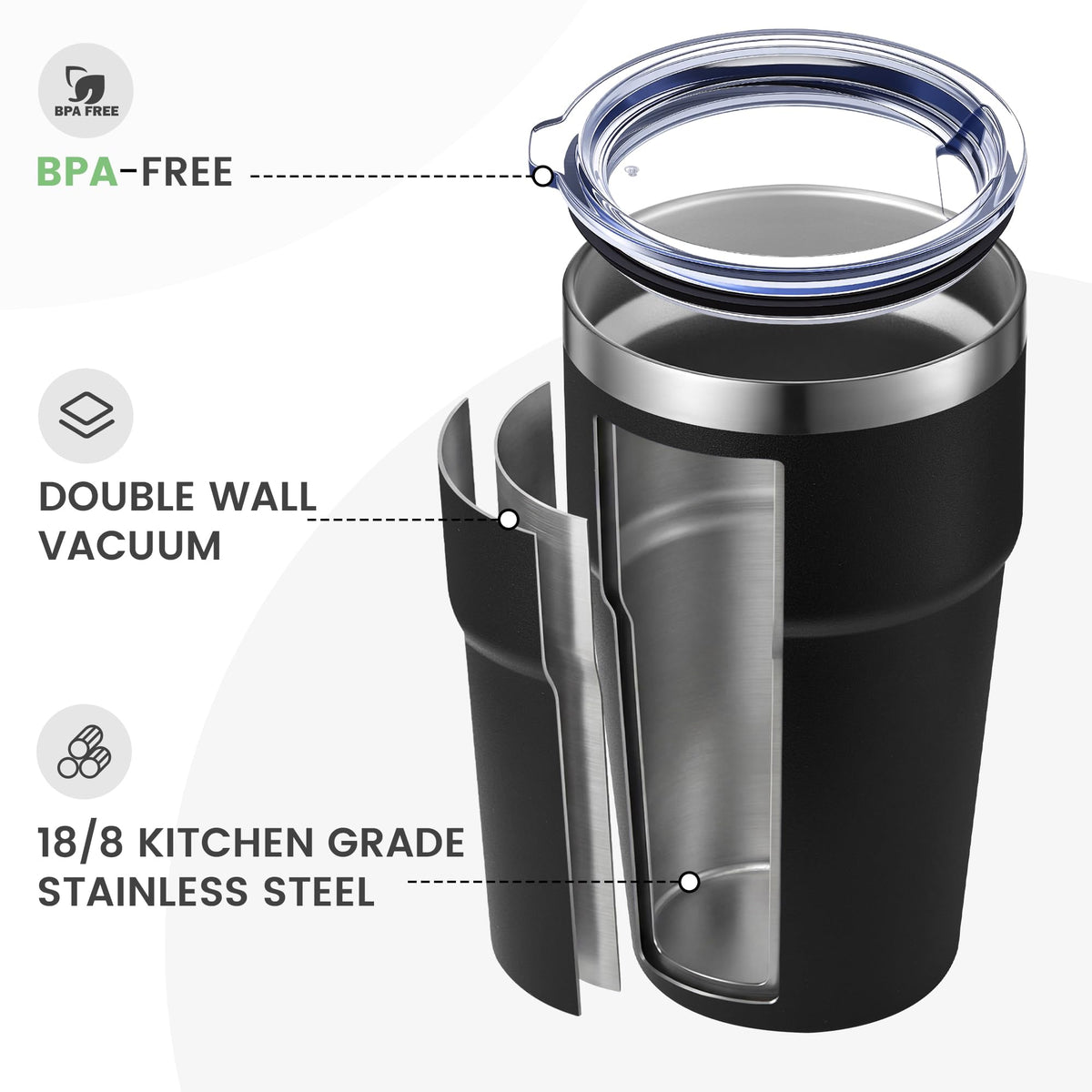 16oz Stainless Steel Insulated Tumbler with Lid U519869