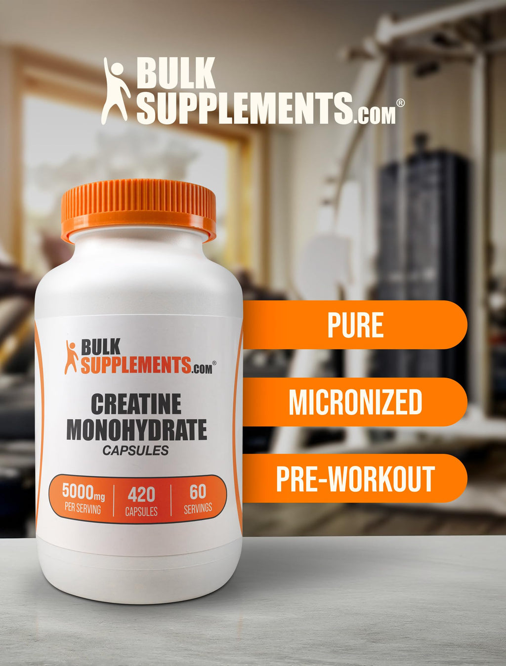 Micronized Creatine Monohydrate Capsules Gluten Free 5000mg 420 Count S410624
