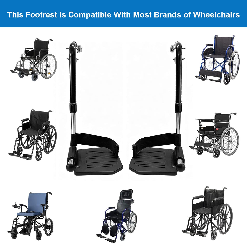 Black Wheelchair Footrest Replacement with Heel Loop G48055