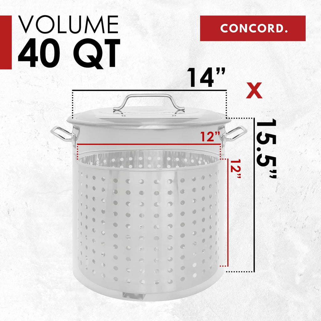 40 Quart Stainless Steel Stock Pot with Steamer Basket and Propane Stove U822735