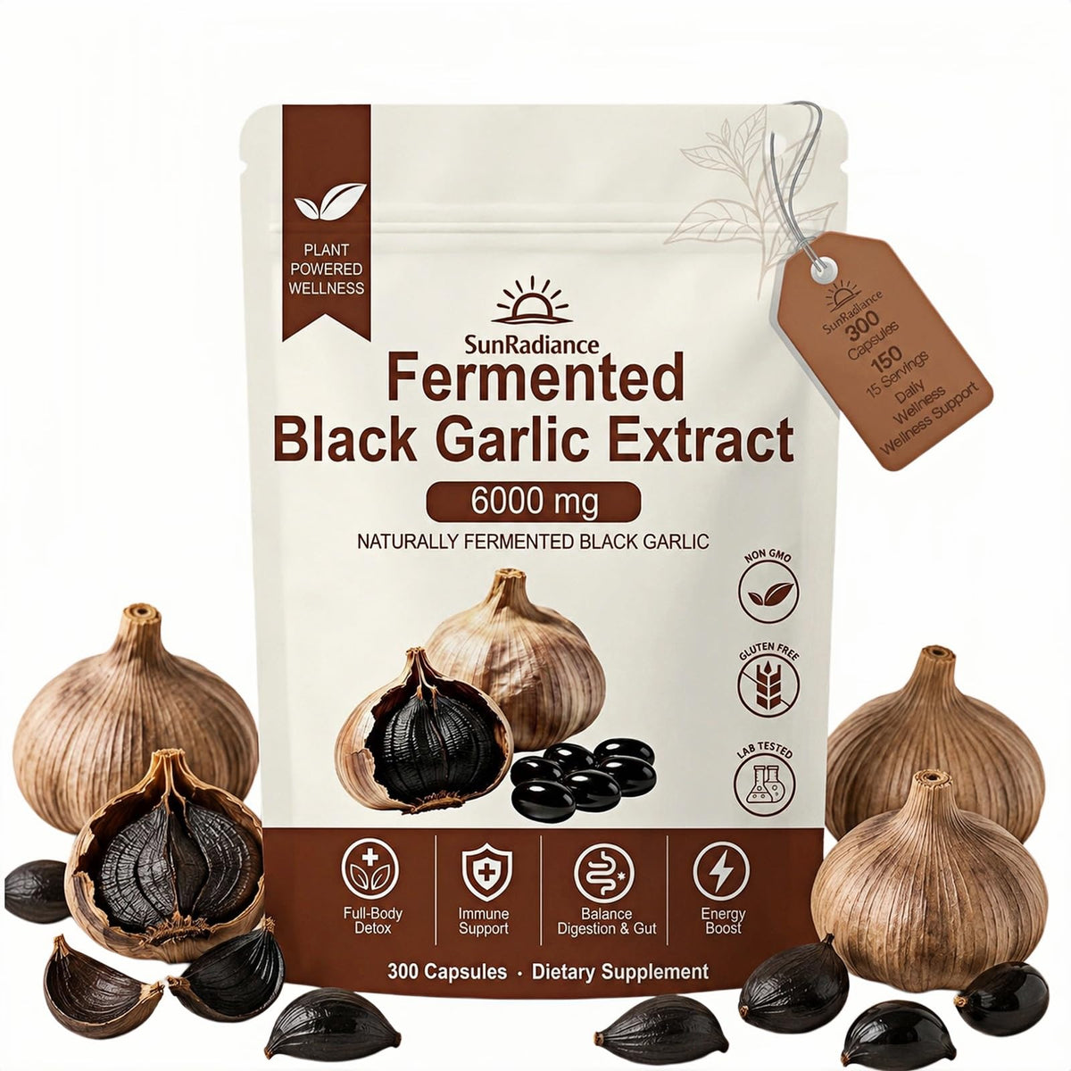 Black Garlic Extract Vegan Non-GMO 300 Softgels M436983