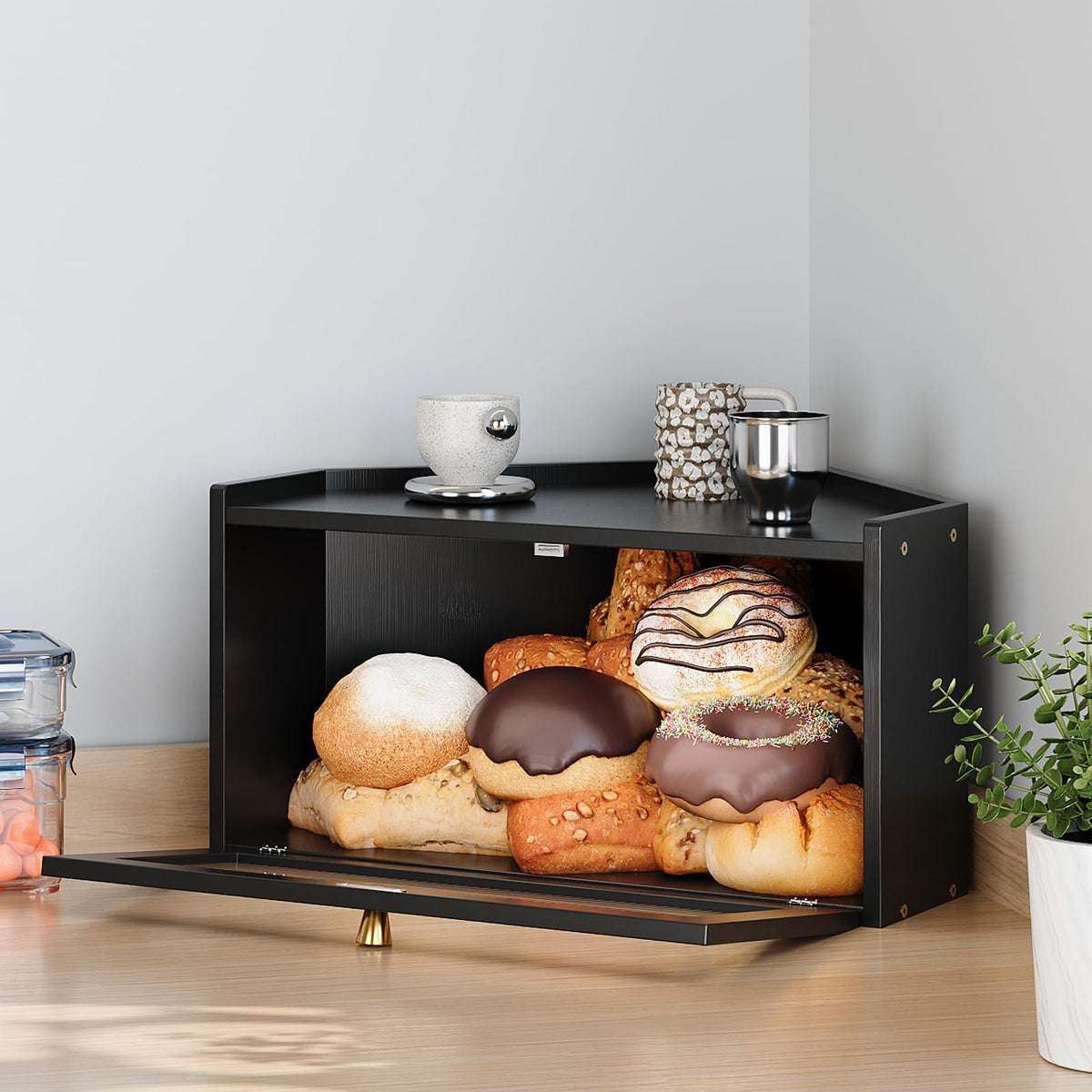 Bamboo Bread Box with Acrylic Door G82187