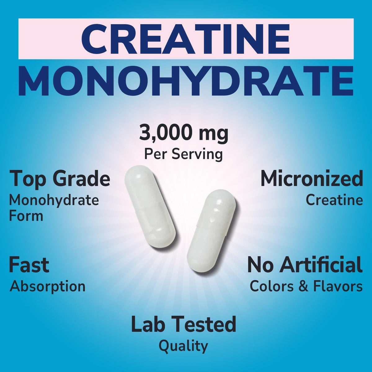 Creatine Monohydrate 3000 mg Micronized 500 Capsules P111