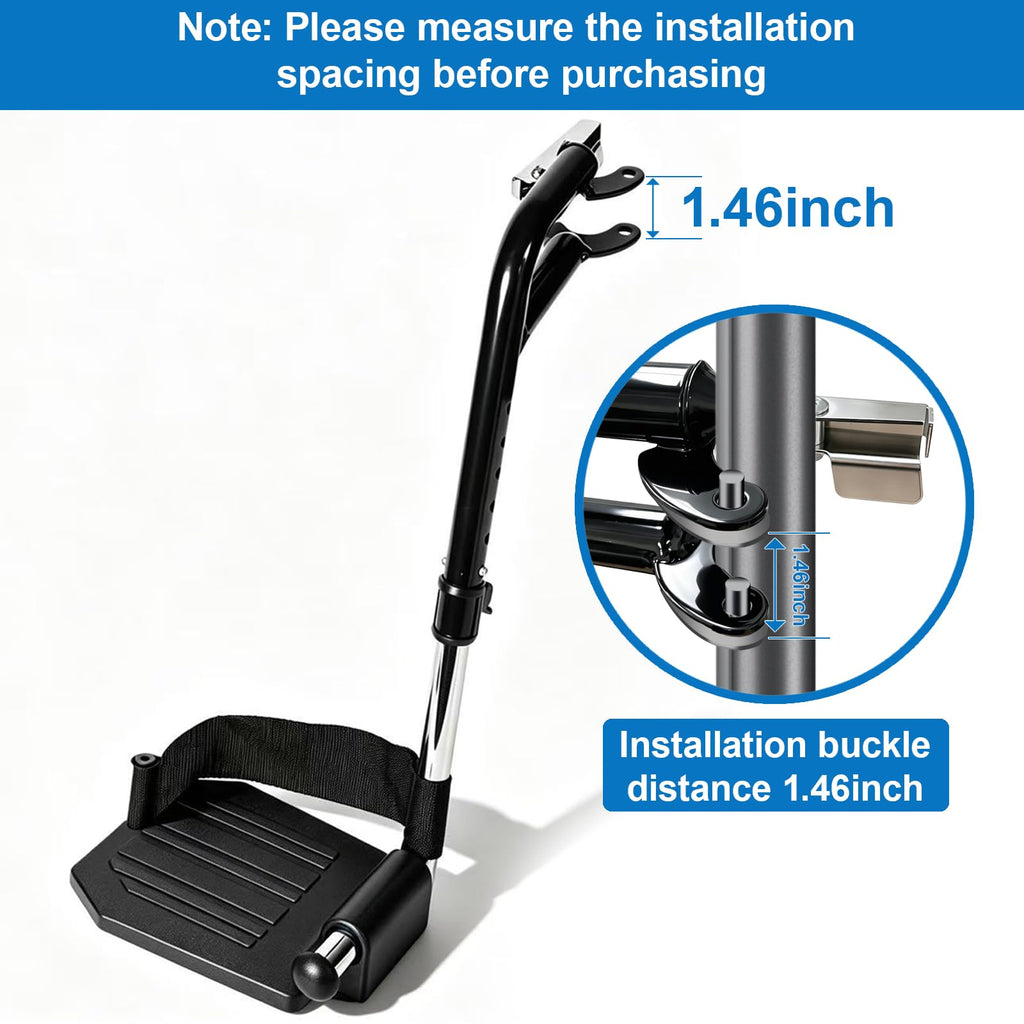 Black Wheelchair Footrest Replacement with Heel Loop G48055