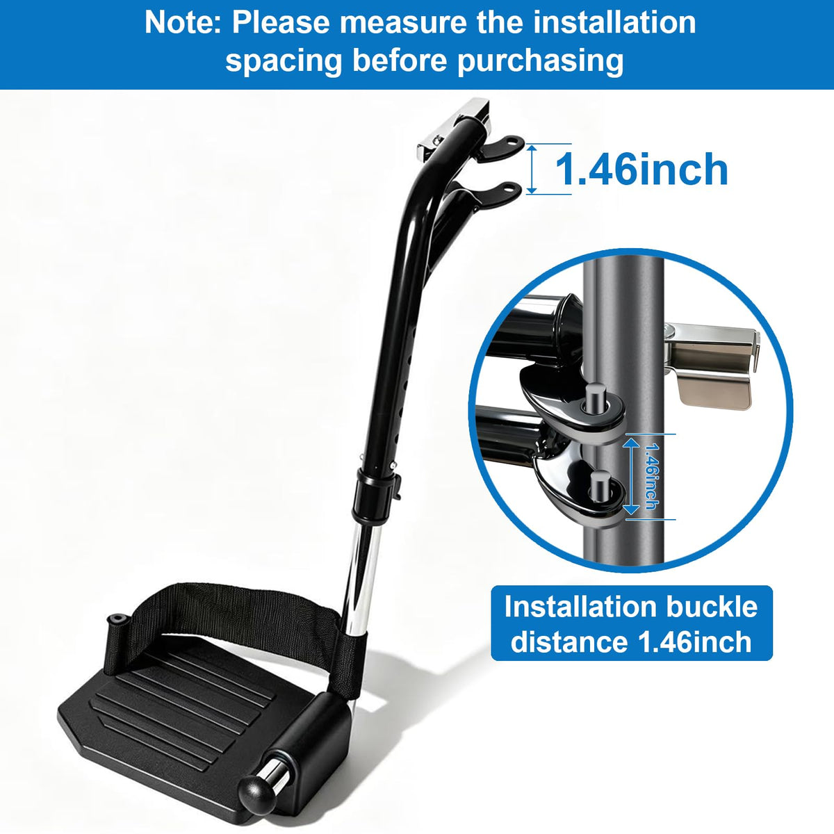 Black Wheelchair Footrest Replacement with Heel Loop G48055