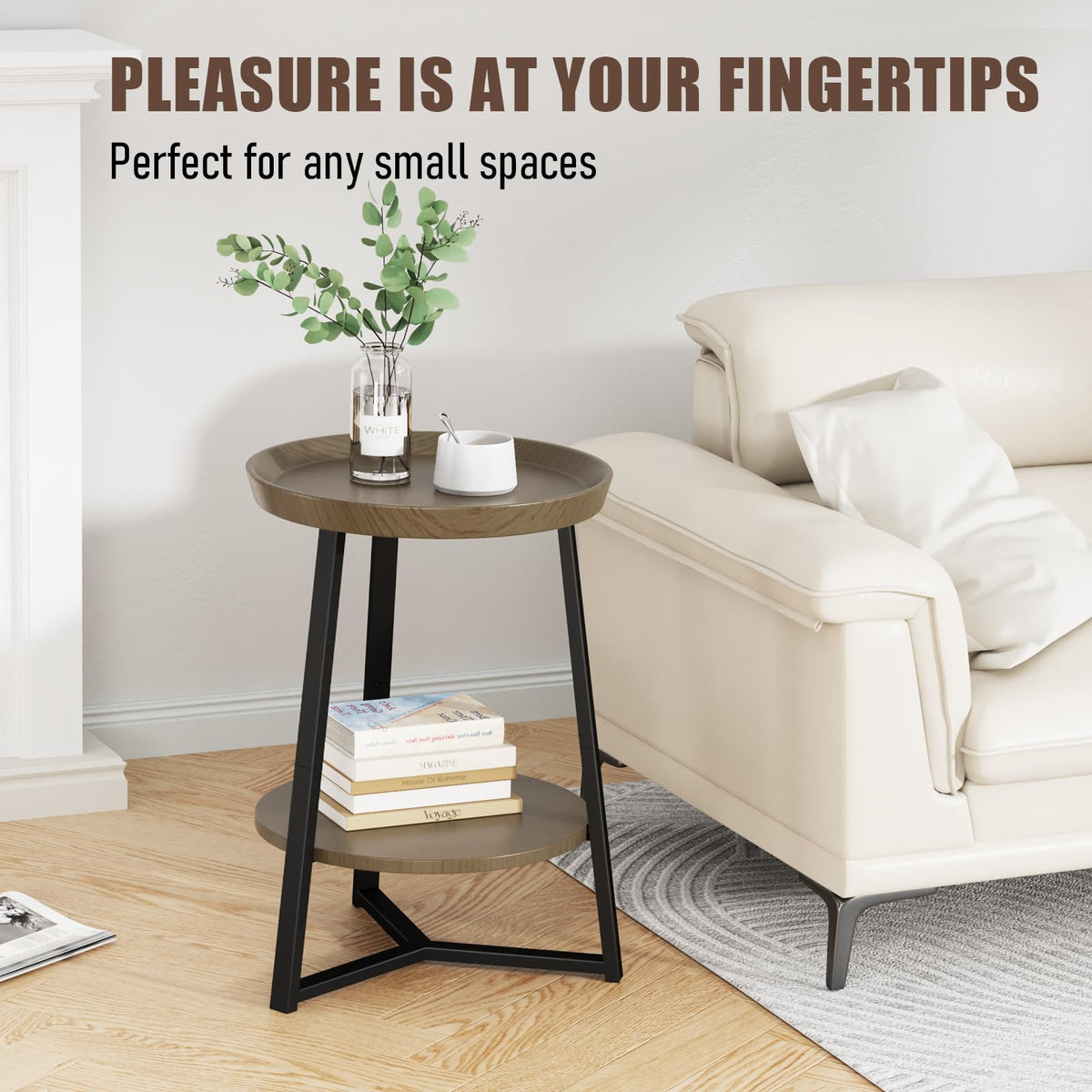 Round 2 Tier End Table with Storage Shelf Z42455