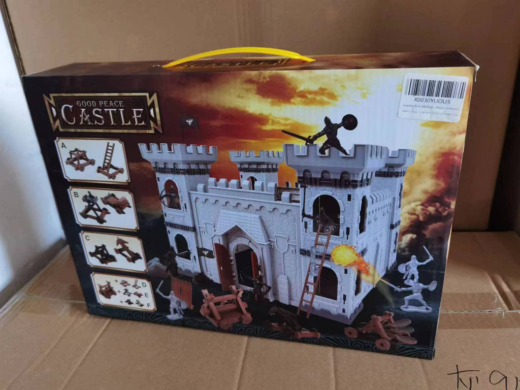 Medieval Castle Knights Action Figure Toy Playset with Catapult and Horse-Drawn Carriage A409