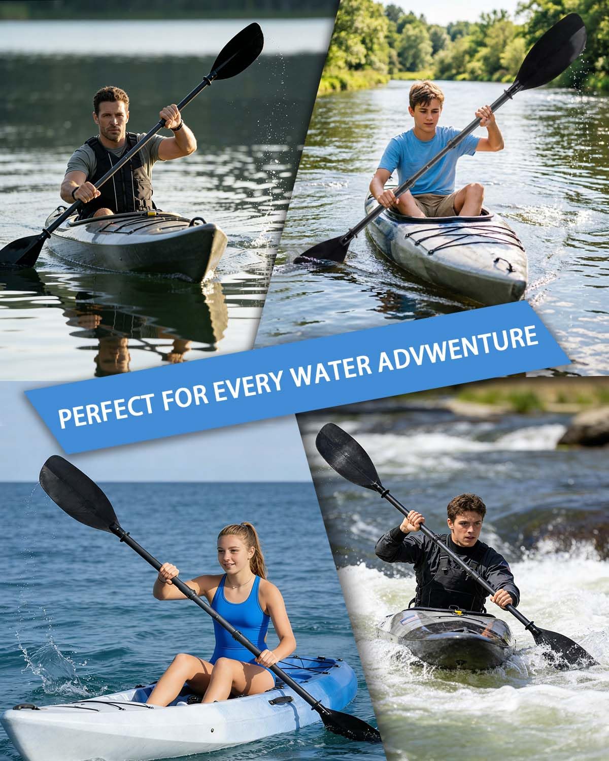 Adjustable Kayak Paddle 60-90" Stainless Steel G8311