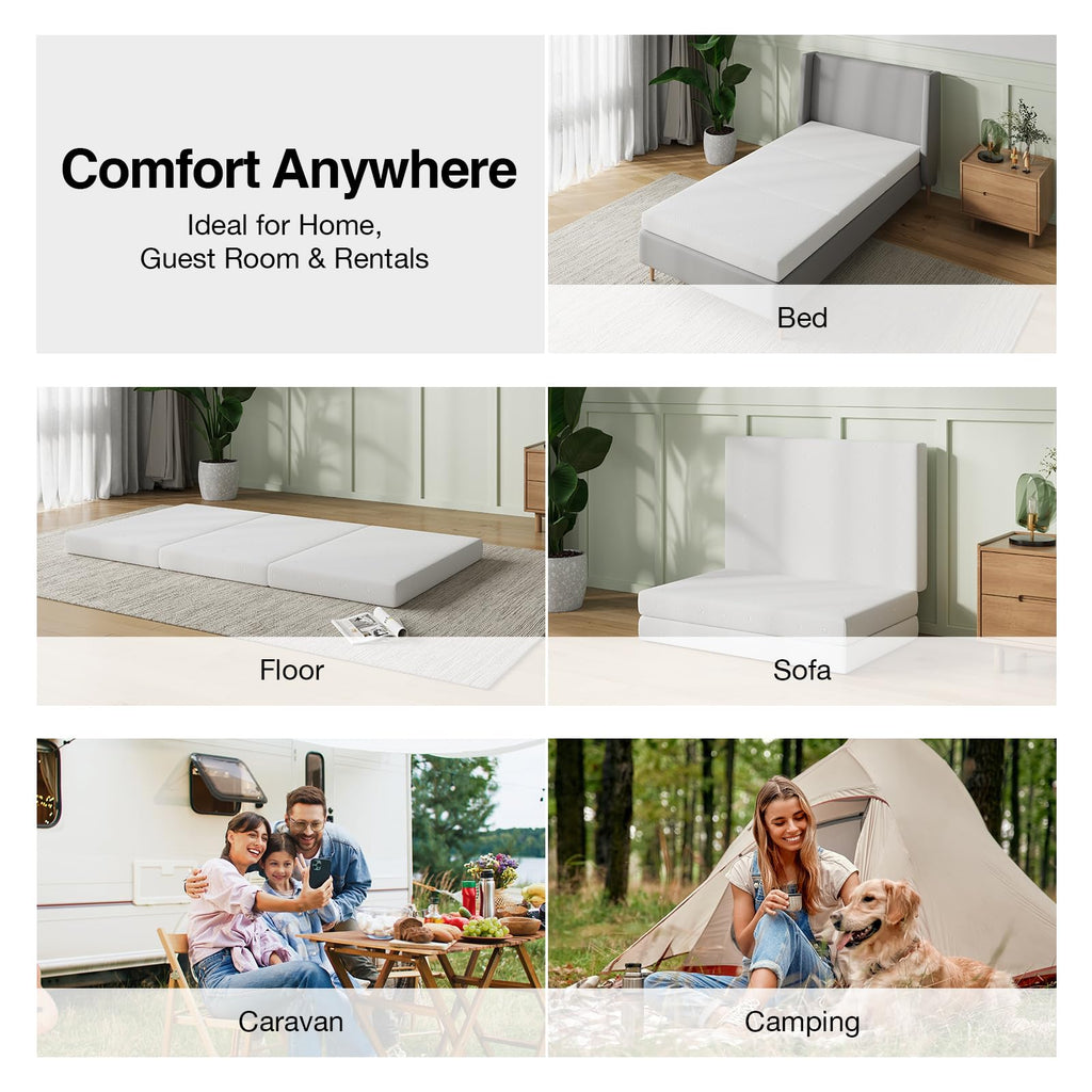 Foldable Foam Mattress Topper, Single Size 4 Inch T564