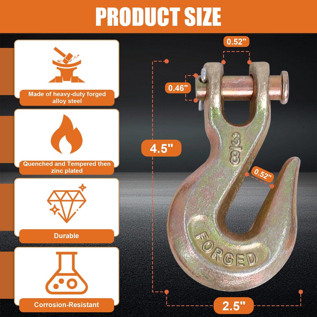 3/8" Grade 70 Clevis Grab Hooks, 10 Pack X451164