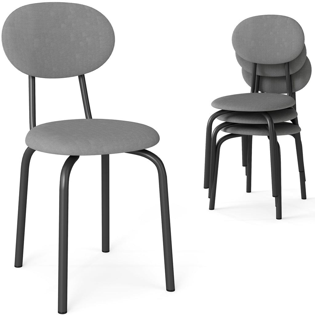 Stackable Dining Chairs Set of 4 Grey U84930