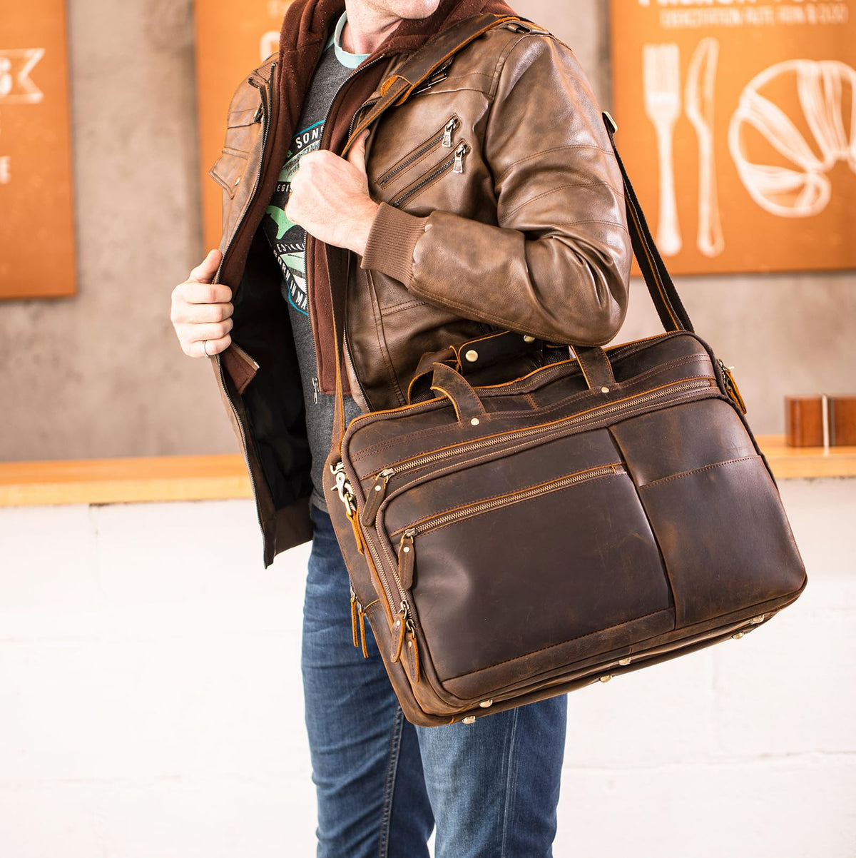 X-Large Full Grain Leather Briefcase E84587