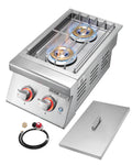 Double Side Burners, 2 x 17,000BTU Liquid Propane, Convertible to Natural Gas, 304 Stainless Steel Built-in W848194