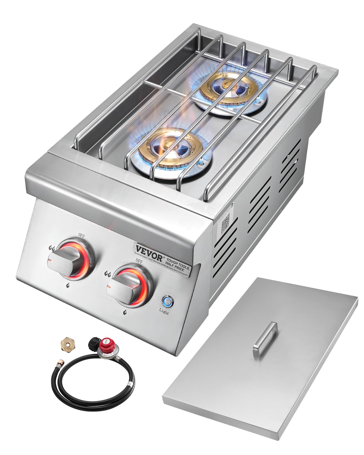 Double Side Burners, 2 x 17,000BTU Liquid Propane, Convertible to Natural Gas, 304 Stainless Steel Built-in W848194