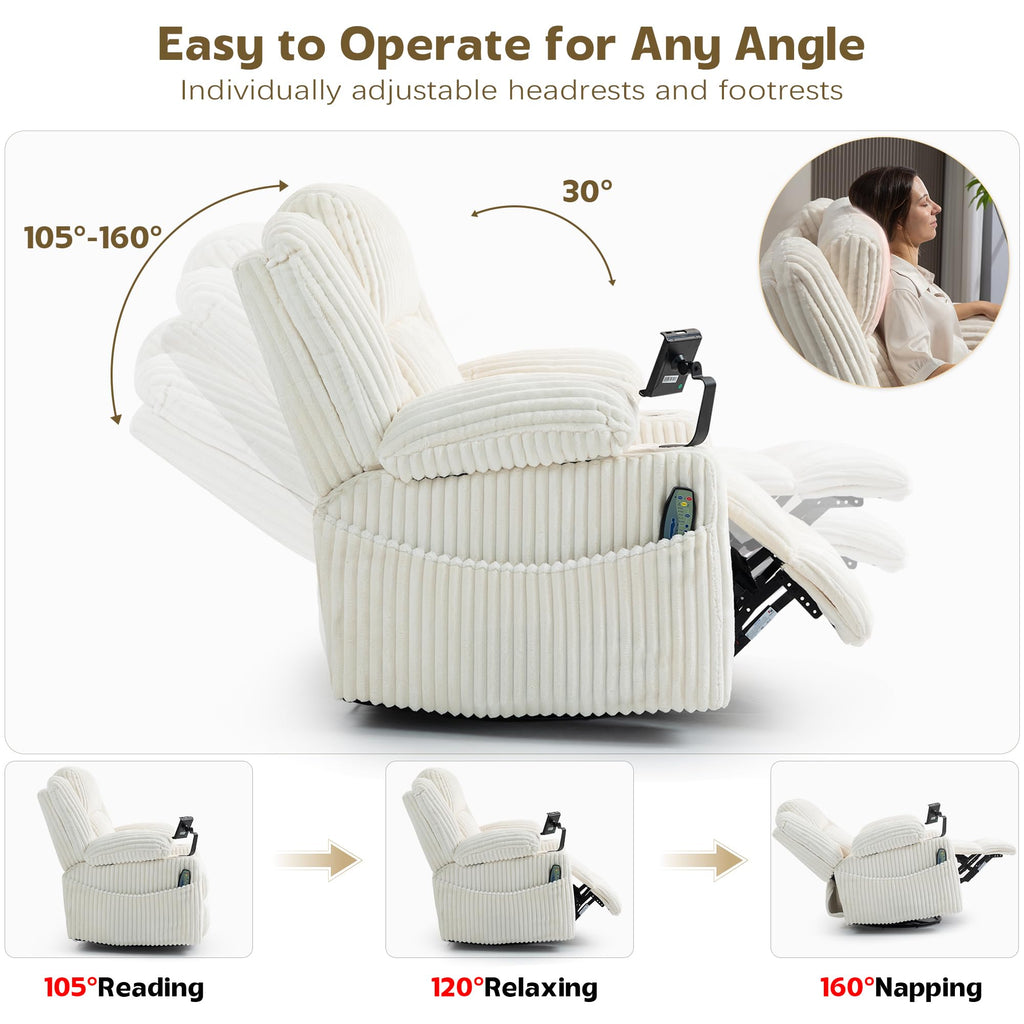 Power Swivel Rocker Recliner with Adjustable Headrest V848323