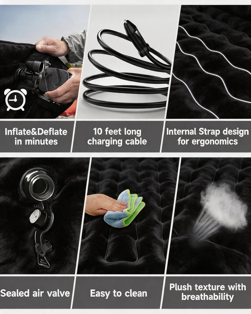 Inflatable Car Air Mattress with Pump & Pillows H21693