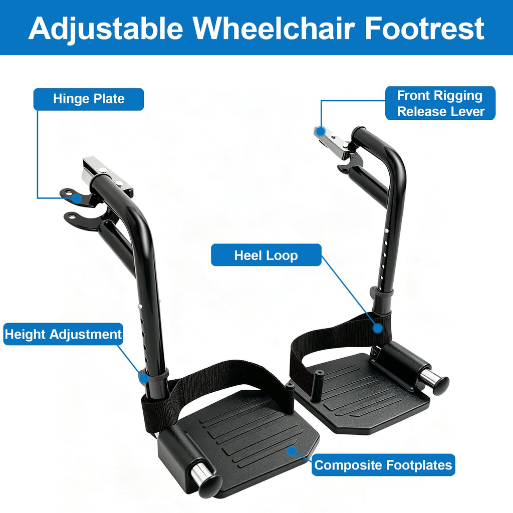 Black Wheelchair Footrest Replacement with Heel Loop G48055