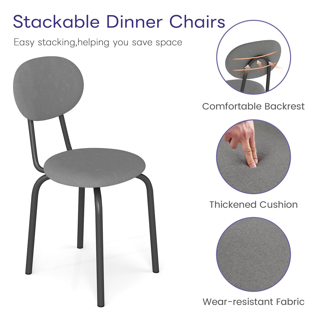 Stackable Dining Chairs Set of 4 Grey U84930