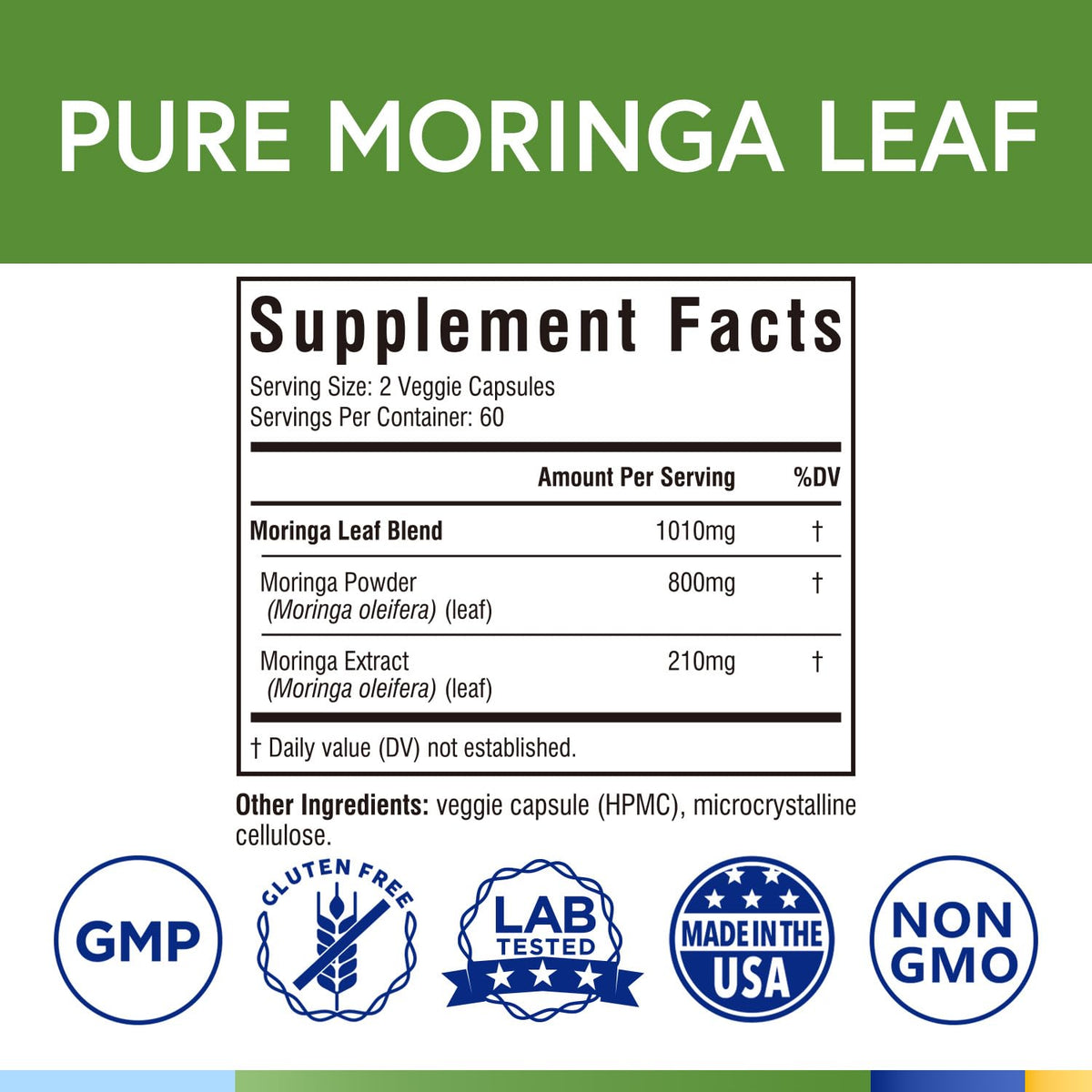 Moringa Oleifera Leaf Powder 120 Vegan Caps Z5965