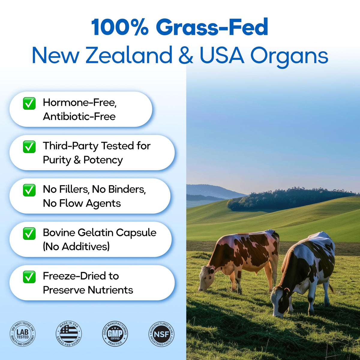 Grass Fed Beef Organ Supplement 3000mg 8 Organs 120 Capsules M70455