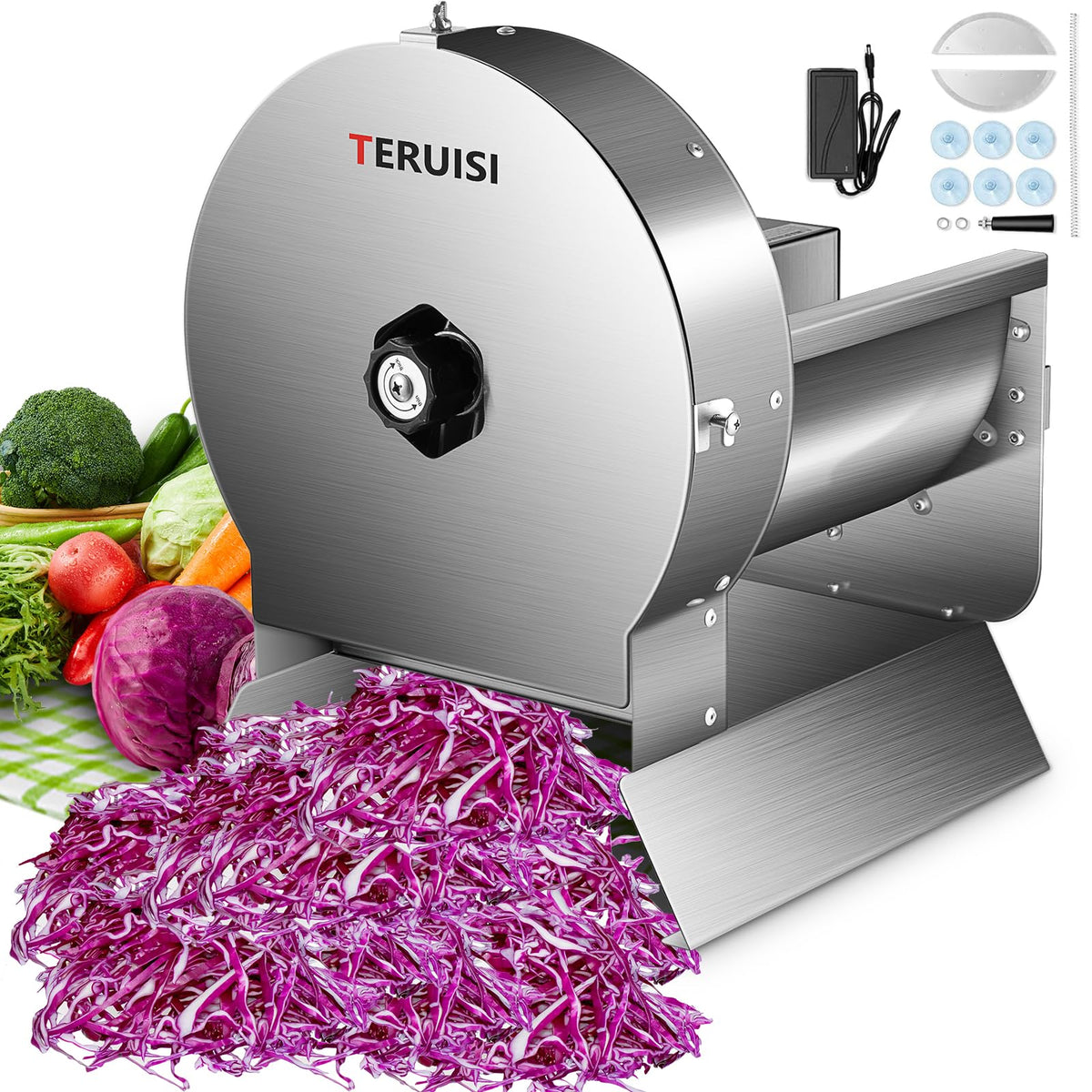 Electric Vegetable Slicer, Stainless Steel 2 IN 1 Manual & Electric Food Slicer M518581