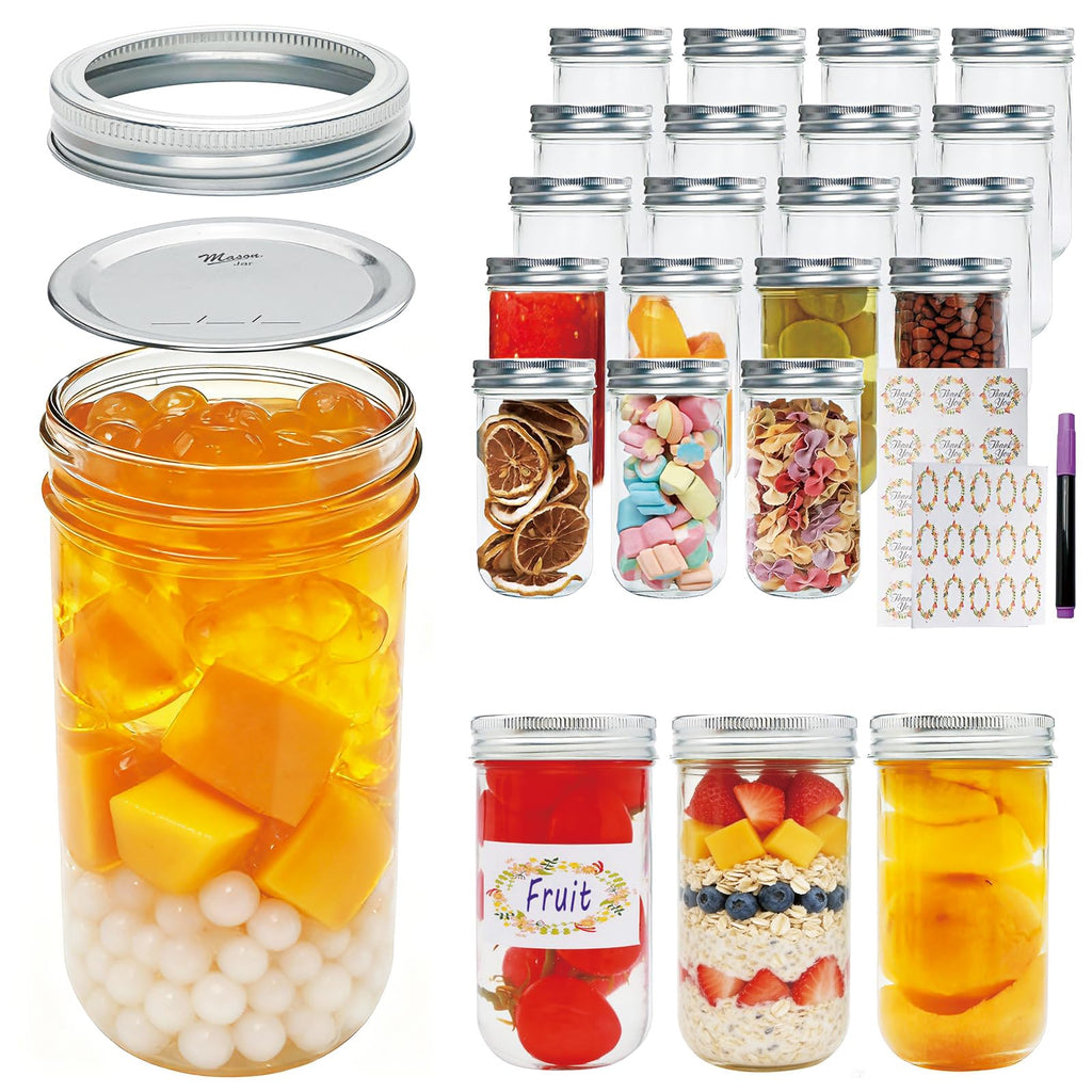 24 Pack 12 oz Mason Jars with Lids X17843